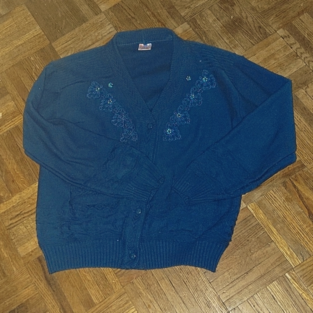 Cobalt Blue Vintage Cardigan Sweater
